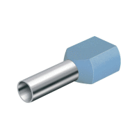 Dutinka dvojitá lisovací na kabely, průřez 2x0,25mm2 / 8mm, dle UL, CSA a DIN46228 modrá (100ks)