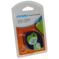 59421 DYMO páska LETRA TAG samolepicí papírová šíře 12mm, návin 4m, barva bílá S0721500, S0721520