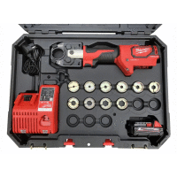 Elektrohydraulické lisovací kleště s čelistmi AL DIN 10-300mm2, kufr, nabíječka, akku 18V/2Ah