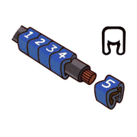 Návlečka na vodič o průměru 2,5-5,0mm (průřez 1,5-4,0mm2) délka 3mm, s potiskem "7", modrá