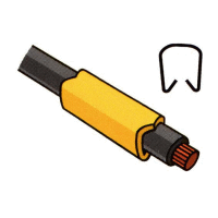 Návlečka žlutá na vodič o průměru 2,4-3,0mm (průřez 0,4-1,5mm2) délka 3mm, bez potisku