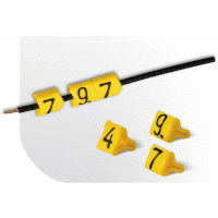 Návlečka na vodič o průměru 1,0-2,0mm (průřez 0,2-0,7mm2) délka 3mm, s potiskem "1", žlutá