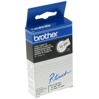 Páska BROTHER plastová samolepicí šíře 12mm, černý tisk na bílé pásce, návin 7,7m