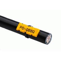 Označovací děrovaný oválný PVC profil šíře 7,9mm na kabely, pro pásky šíře 3,2-4,0mm, žlutý 100m