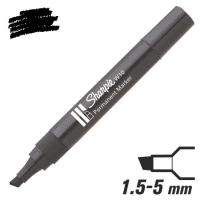 Permanentní pero s plochým hrotem 1,5-5,0mm / barva černá (po 12ks)