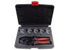 Kufřík s lisovacími kleštěmi LK5 a sadou 6-ti zásuvných lisovacích čelistí na izolované koncovky