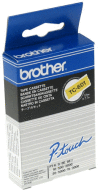 Páska BROTHER plastová samolepicí šíře 12mm, černý tisk na žluté pásce, návin 7,7m